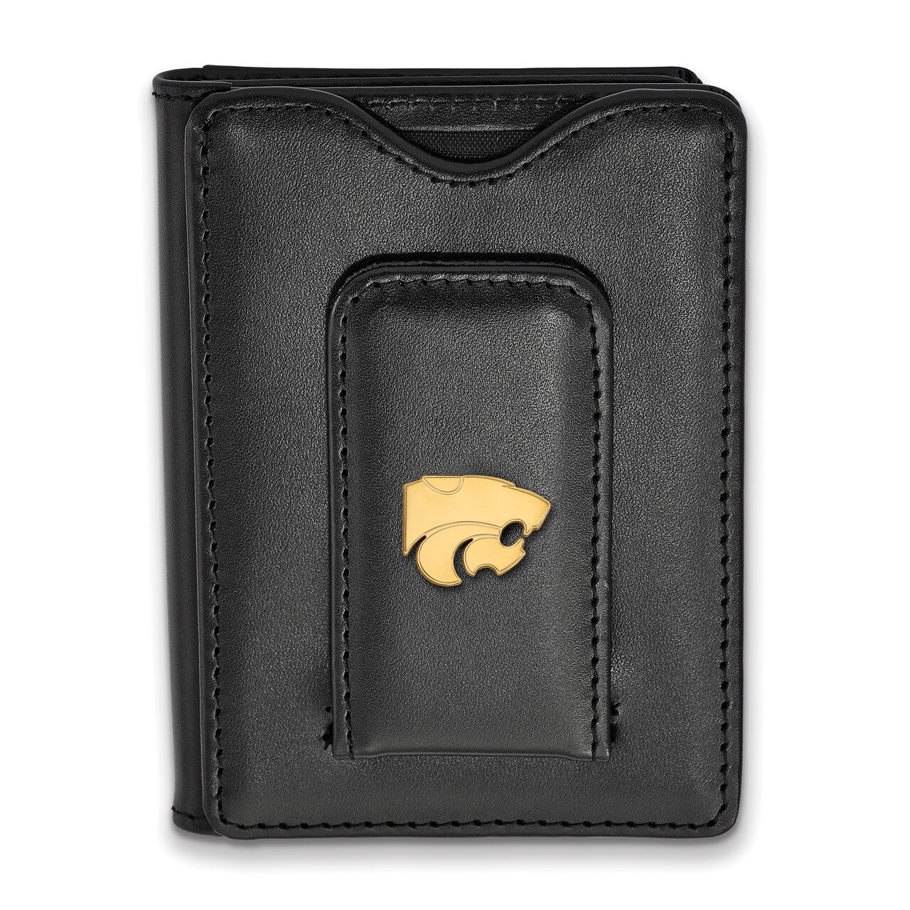 Kansas State University Black Leather Wallet Gold-plated Sterling Silver GP013KSU-W1