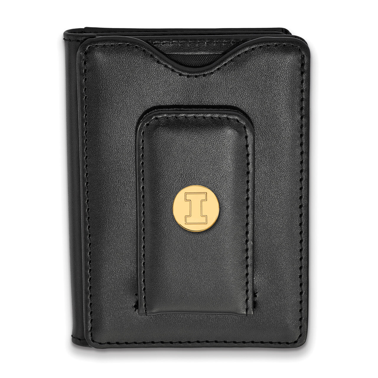 University of Illinois Black Leather Wallet Gold-plated Sterling Silver GP013UIL-W1, MPN: GP013UIL-…