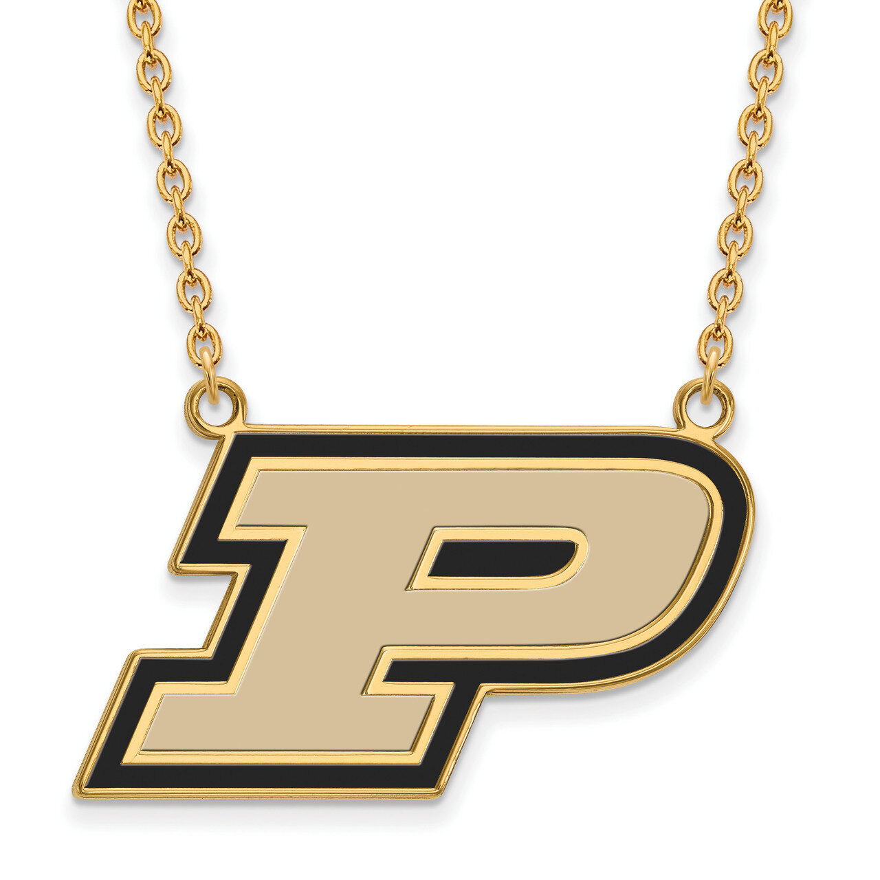 Purdue Large Enamel Pendant with Necklace Gold-plated Sterling Silver GP016PU-18