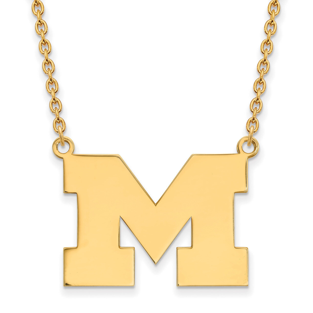 Michigan University of Large Pendant with Necklace Gold-plated Sterling Silver GP016UM-18