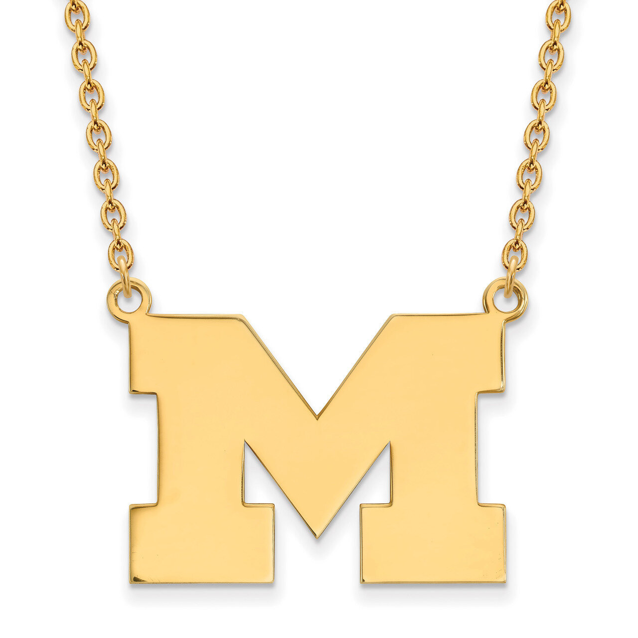 Michigan University of Large Pendant with Necklace Gold-plated Sterling Silver GP016UM-18, MPN: GP0…