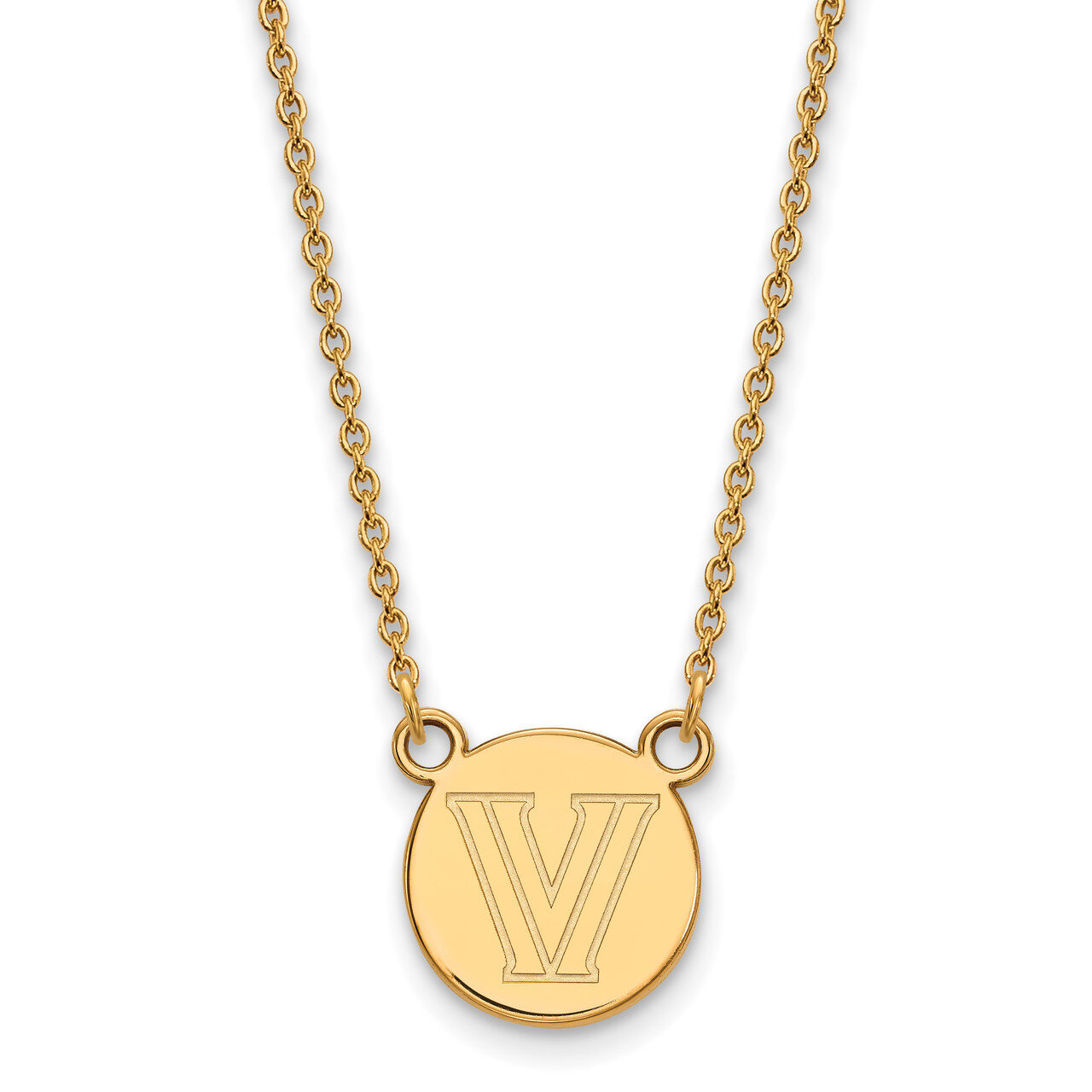 Villanova University Small Disc with Necklace Gold-plated Sterling Silver GP027VIL-18, MPN: GP027VI…