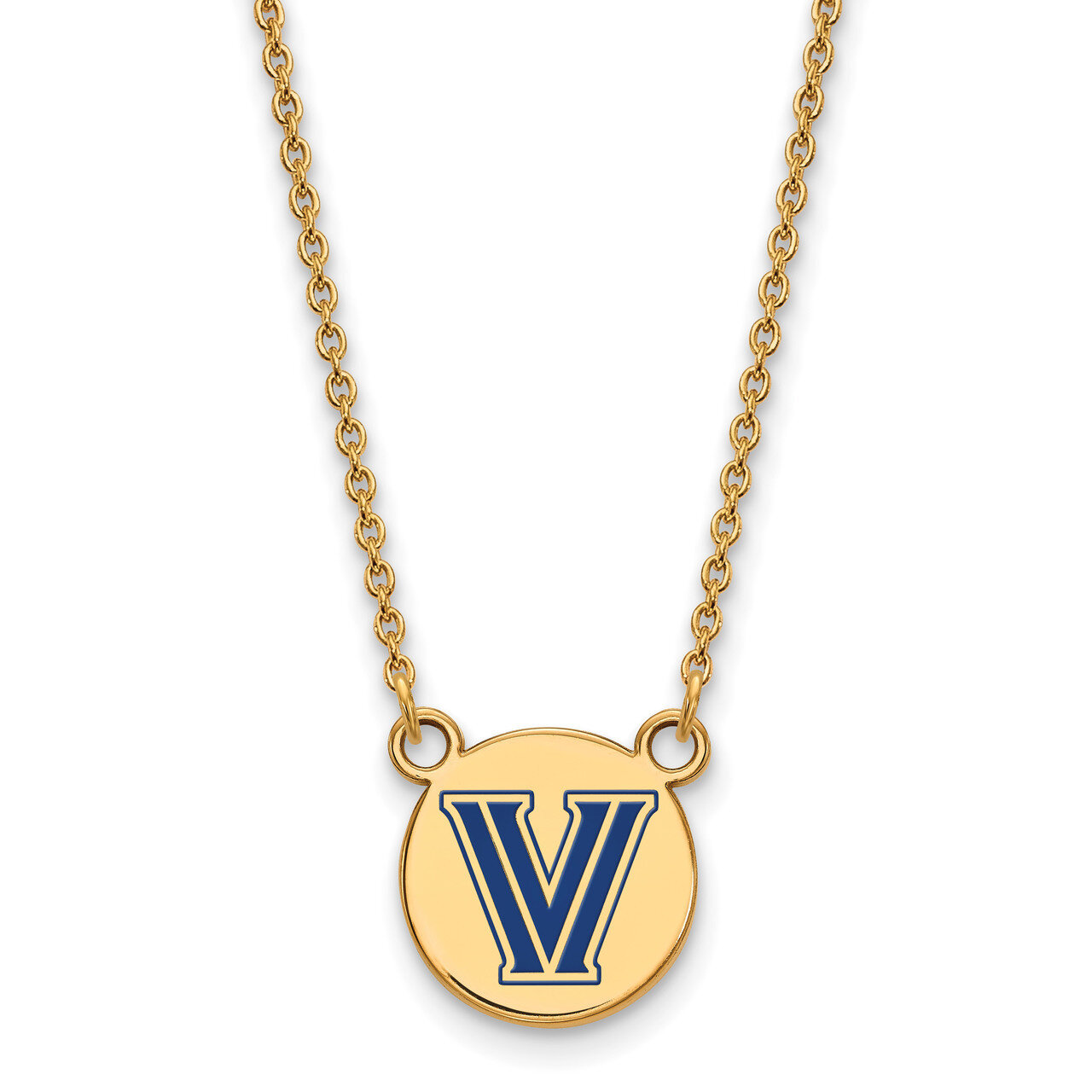 Villanova U Sm Enamel Disc Pendant with Necklace Gold-plated Sterling Silver GP028VIL-18, MPN: GP02…