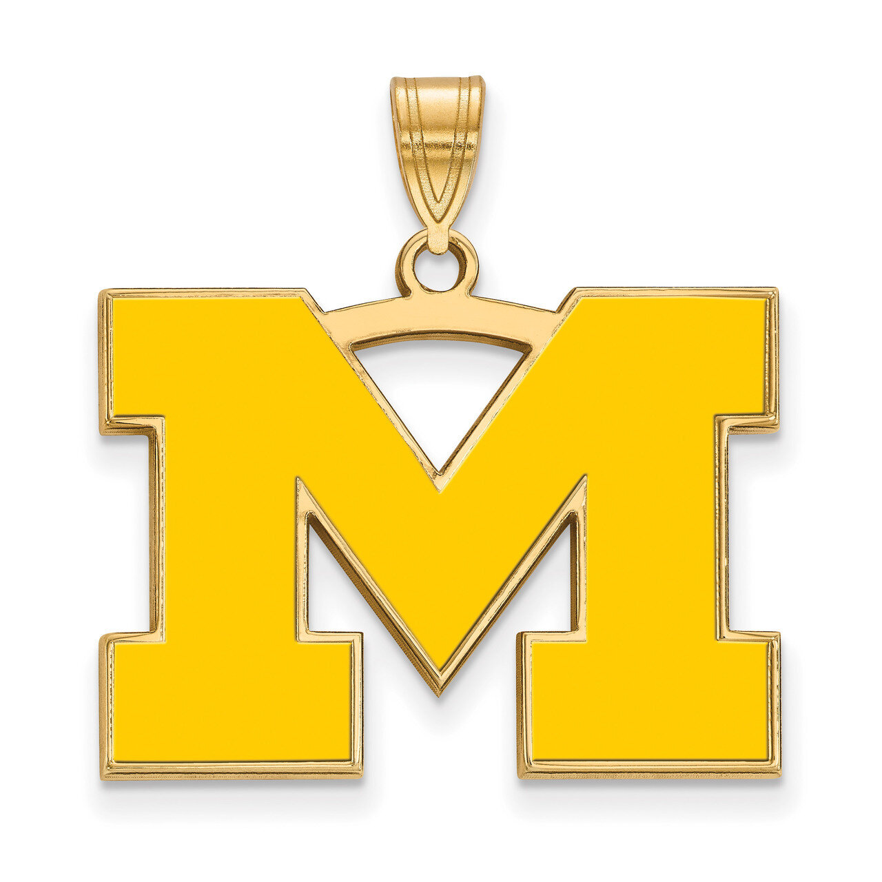 Michigan University of Large Enamel Pendant Gold-plated Sterling Silver GP029UM