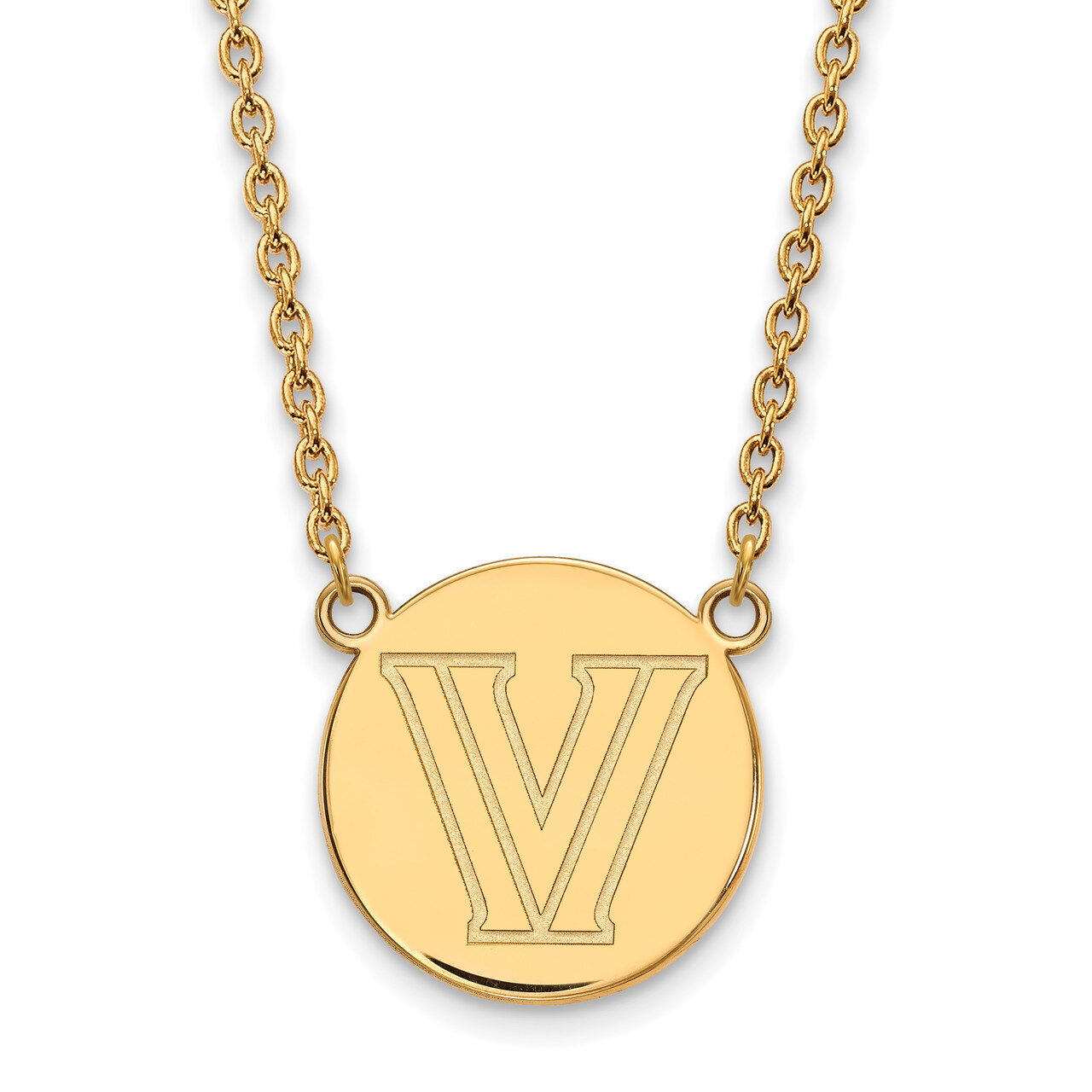 Villanova University Large Disc with Necklace Gold-plated Sterling Silver GP029VIL-18