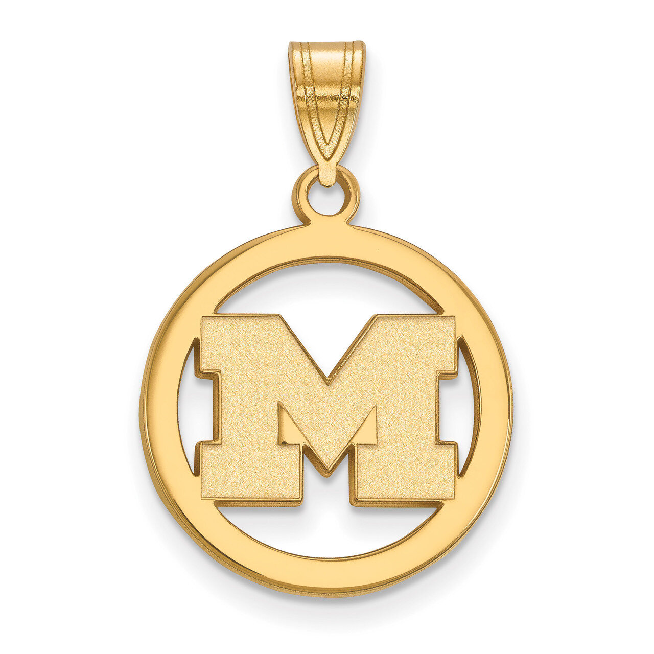 Michigan University of Sm Pendant in Circle Gold-plated Sterling Silver GP030UM