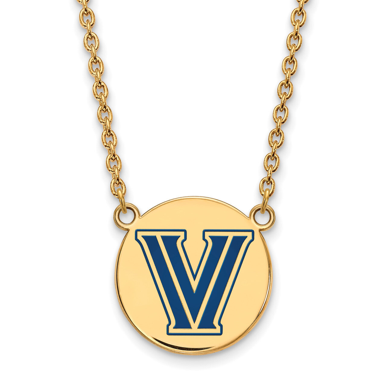 Villanova U Lg Enl Disc Pendant with Necklace Gold-plated Sterling Silver GP030VIL-18