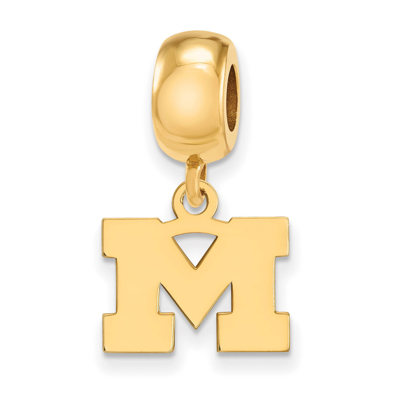 Michigan University of x-Small Dangle Bead Charm Gold-plated Sterling Silver GP032UM, MPN: GP032UM,…