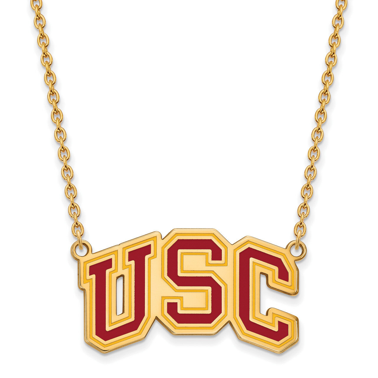 University of Southern California Large Pendant with Necklace Gold-plated Sterling Silver GP033USC-…