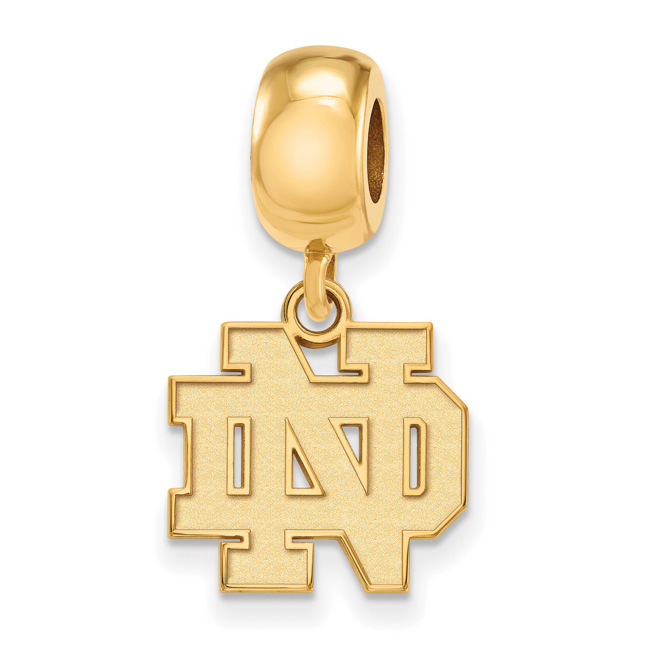 University of Notre Dame Bead Charm Small Dangle Gold-plated Sterling Silver GP034UND, MPN: GP034UN…