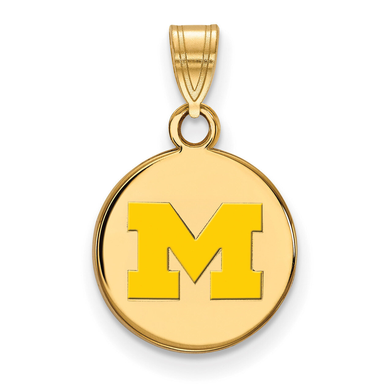 Michigan University of Small Enamel Disc Pendant Gold-plated Sterling Silver GP035UM