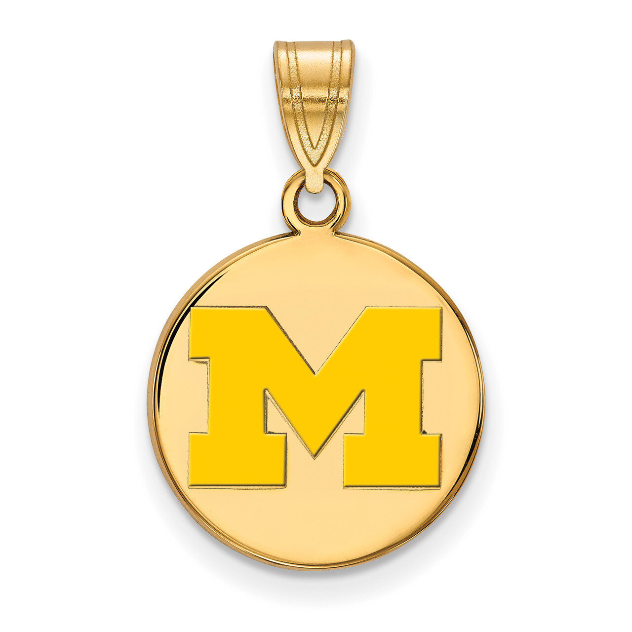 Michigan University of Medium Enamel Disc Pendant Gold-plated Sterling Silver GP037UM, MPN: GP037UM…
