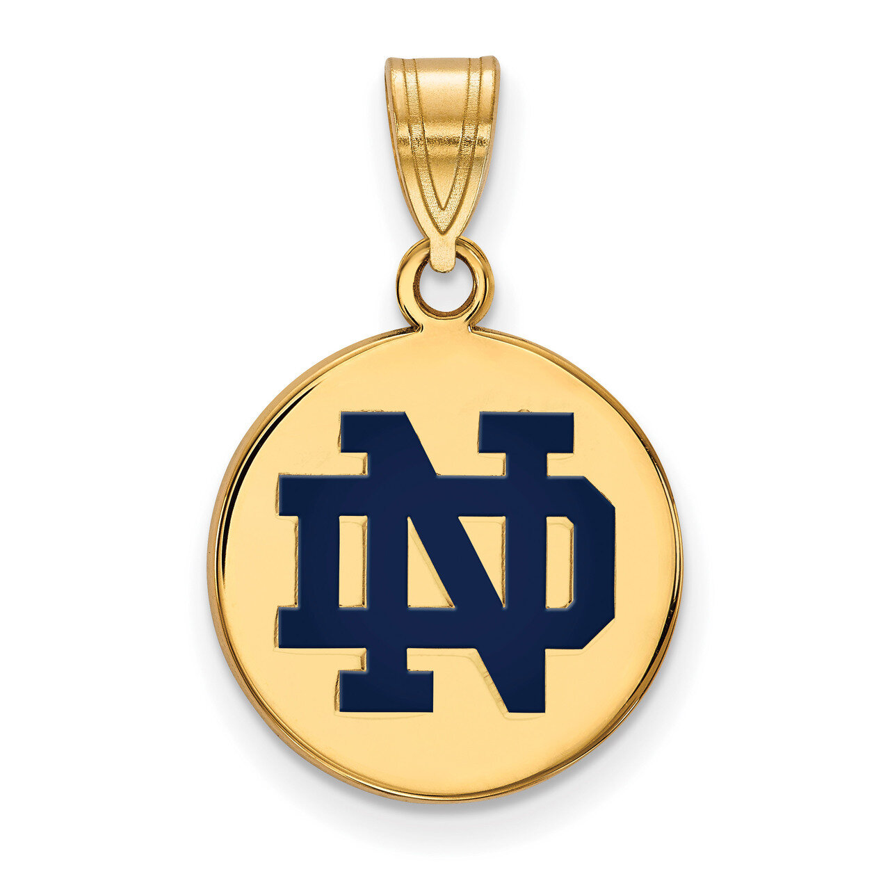 University of Notre Dame Medium Enamel Disc Pendant Gold-plated Sterling Silver GP038UND, MPN: GP03…