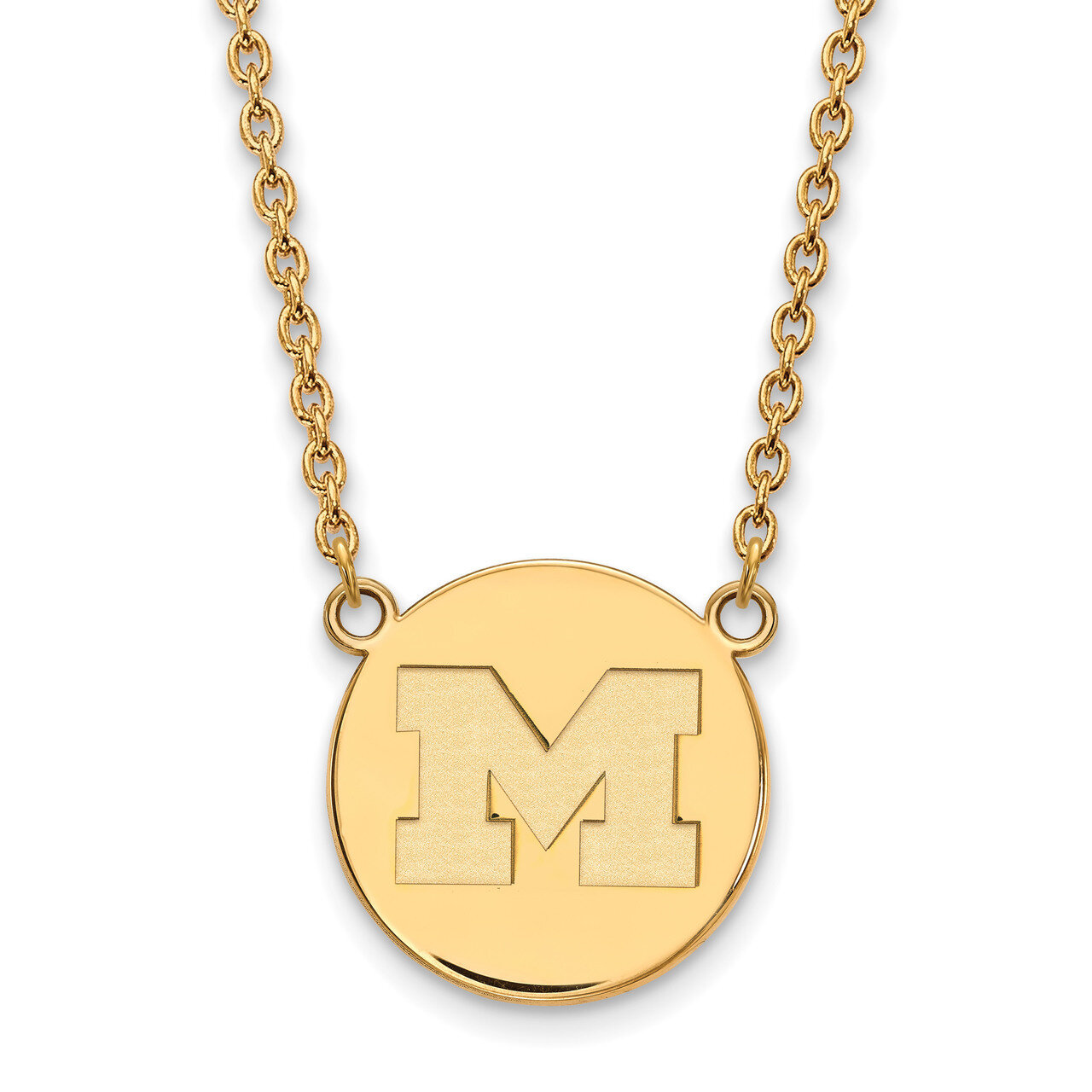 Michigan University of Large Disc with Necklace Gold-plated Sterling Silver GP040UM-18
