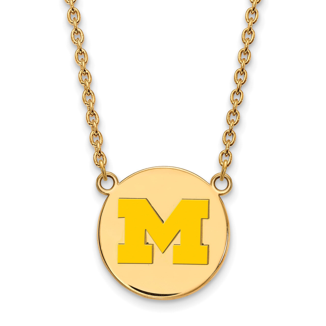 Michigan University of Lg Enl Disc Pend with Necklace Gold-plated Sterling Silver GP041UM-18, MPN: …
