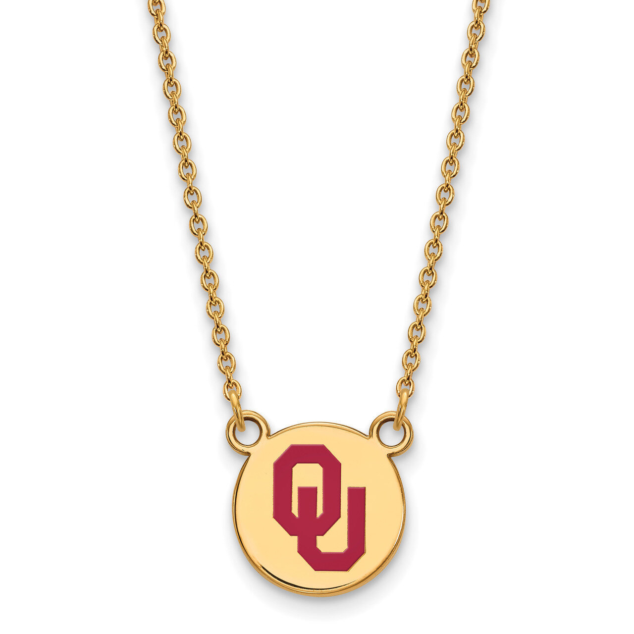 Oklahoma Small Enamel Disc Pendant with Necklace Gold-plated Sterling Silver GP043UOK-18, MPN: GP04…