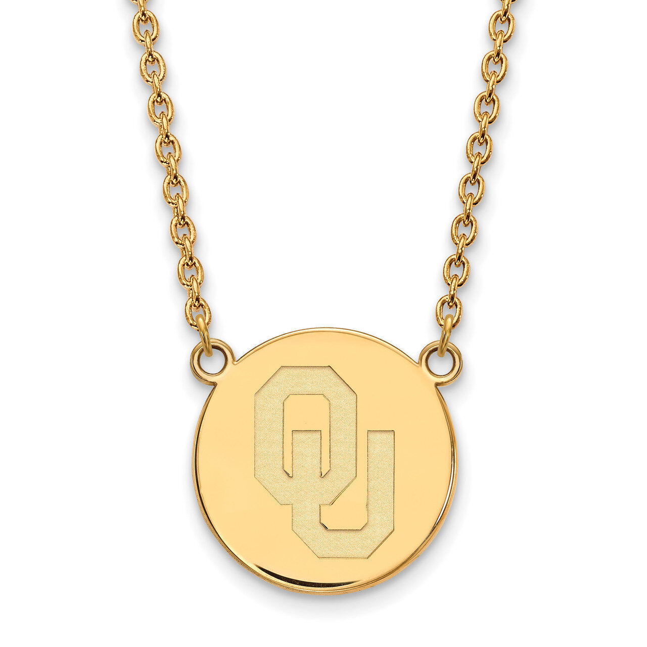 Oklahoma Large Disc with Necklace Gold-plated Sterling Silver GP044UOK-18, MPN: GP044UOK-18, 886774…