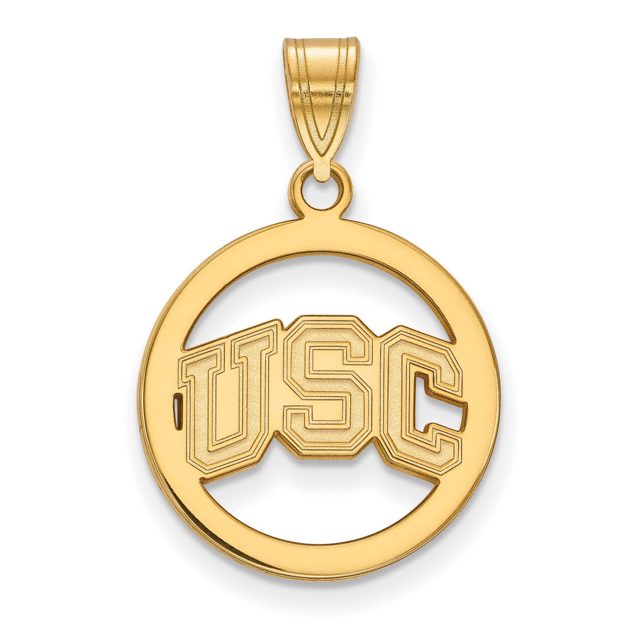 University of Southern California Medium Pendant in Circle Gold-plated Sterling Silver GP044USC, MP…