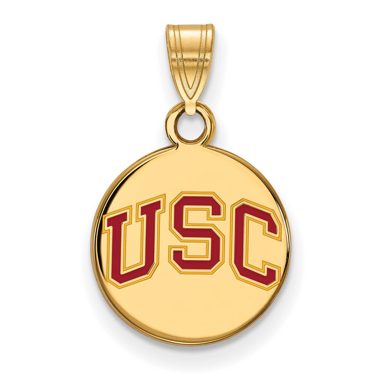 University of Southern California Small Enamel Disc Pendant Gold-plated Sterling Silver GP047USC