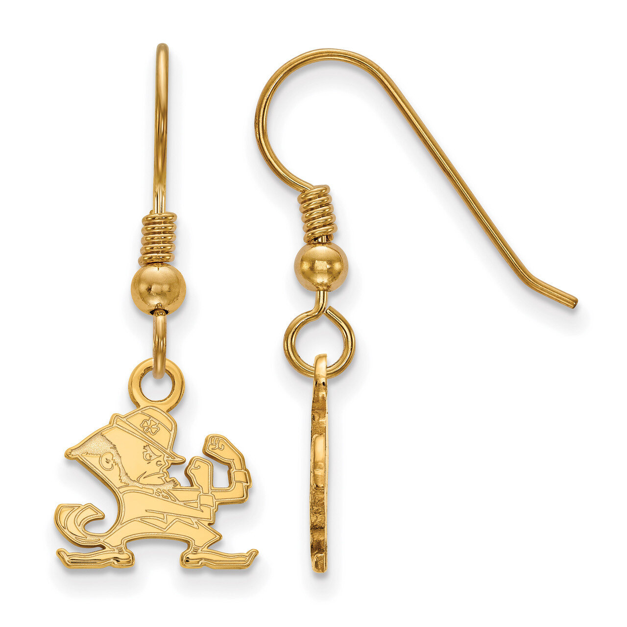 University of Notre Dame x-Small Dangle Earring Wire Gold-plated Sterling Silver GP048UND