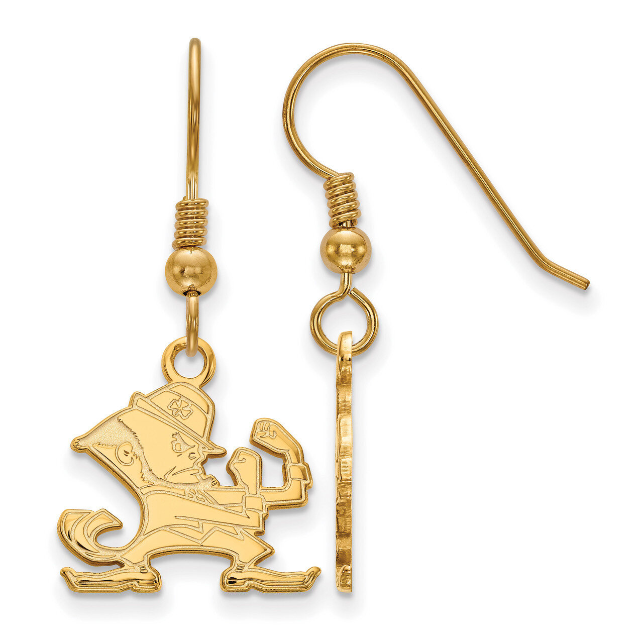 University of Notre Dame Small Dangle Earring Wire Gold-plated Sterling Silver GP049UND