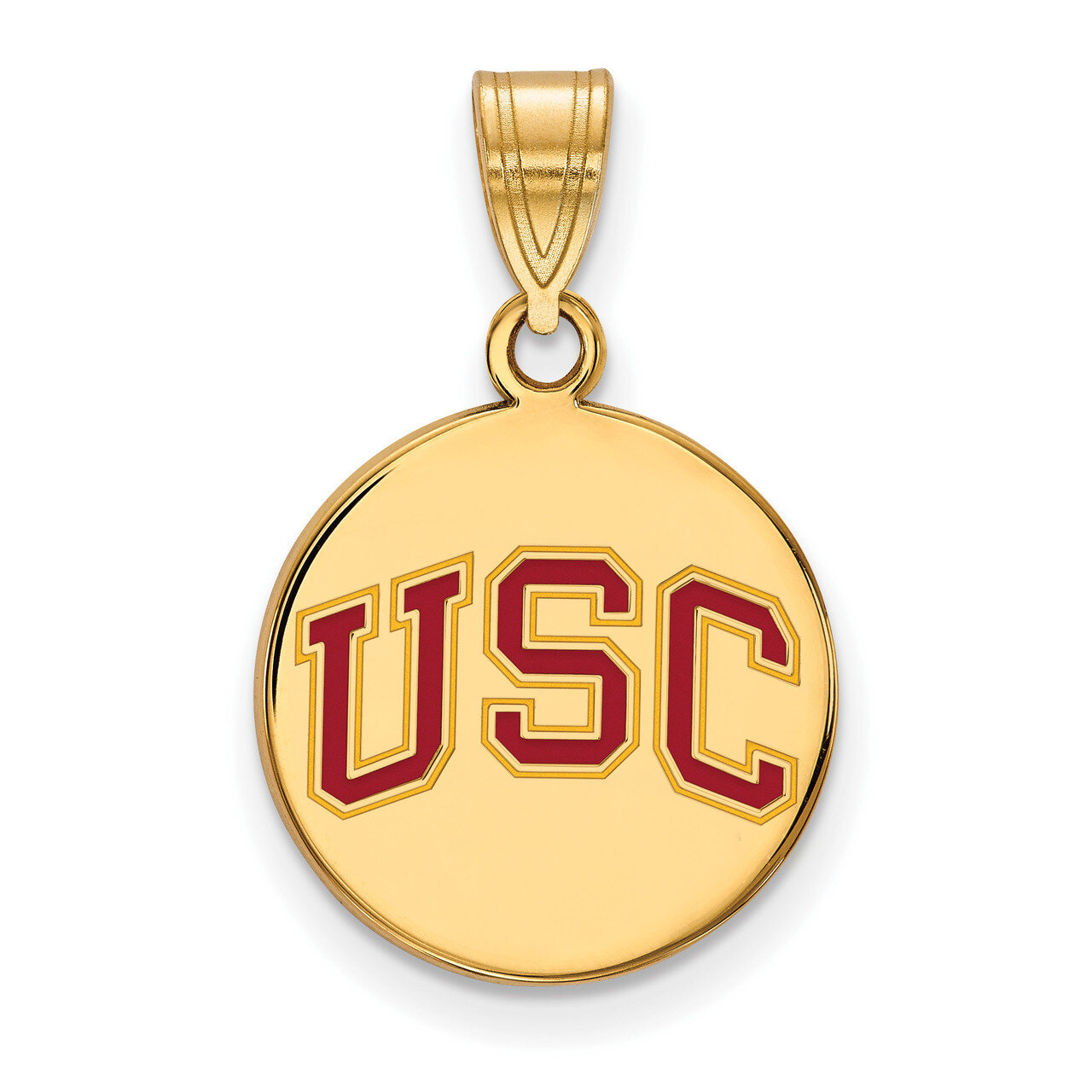 University of Southern California Medium Enamel Disc Pendant Gold-plated Sterling Silver GP049USC