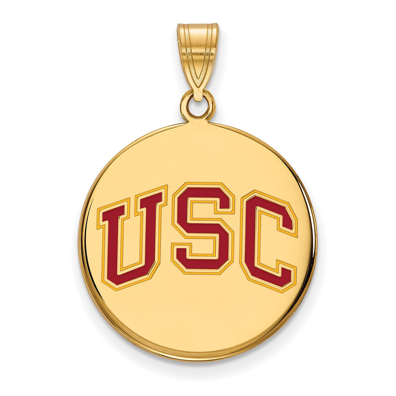 University of Southern California Large Enamel Disc Pendant Gold-plated Sterling Silver GP051USC, M…