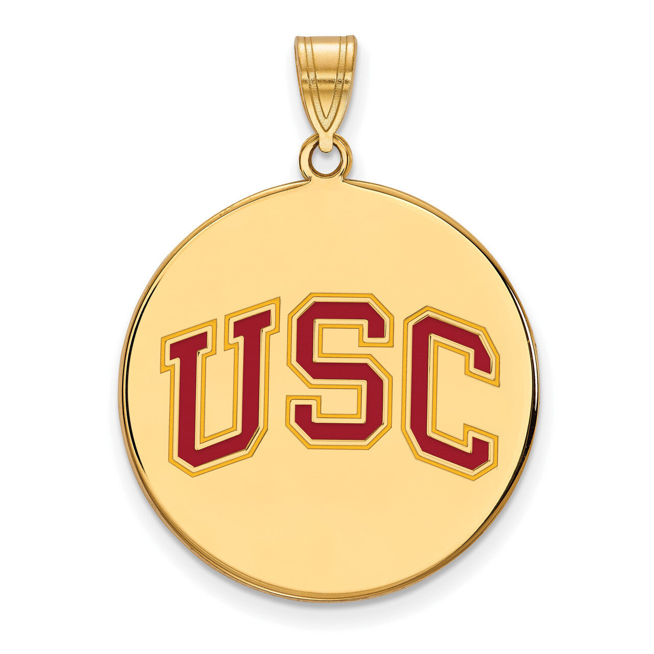 University of Southern California XLarge Enamel Disc Pendant Gold-plated Sterling Silver GP053USC, …