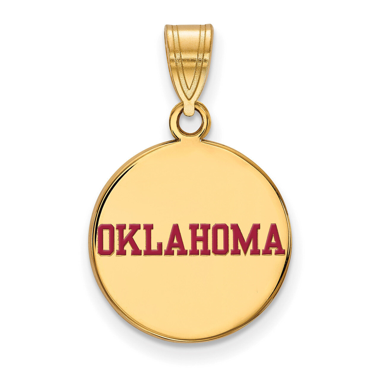 University of Oklahoma Medium Enamel Disc Pendant Gold-plated Sterling Silver GP054UOK, MPN: GP054U…