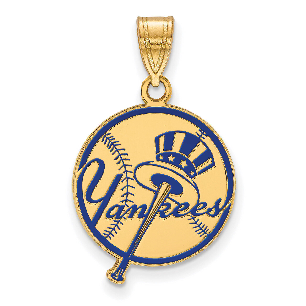 MLB New York Yankees Med Enl Disc Pendant Gold-plated Sterling Silver GP061YAN