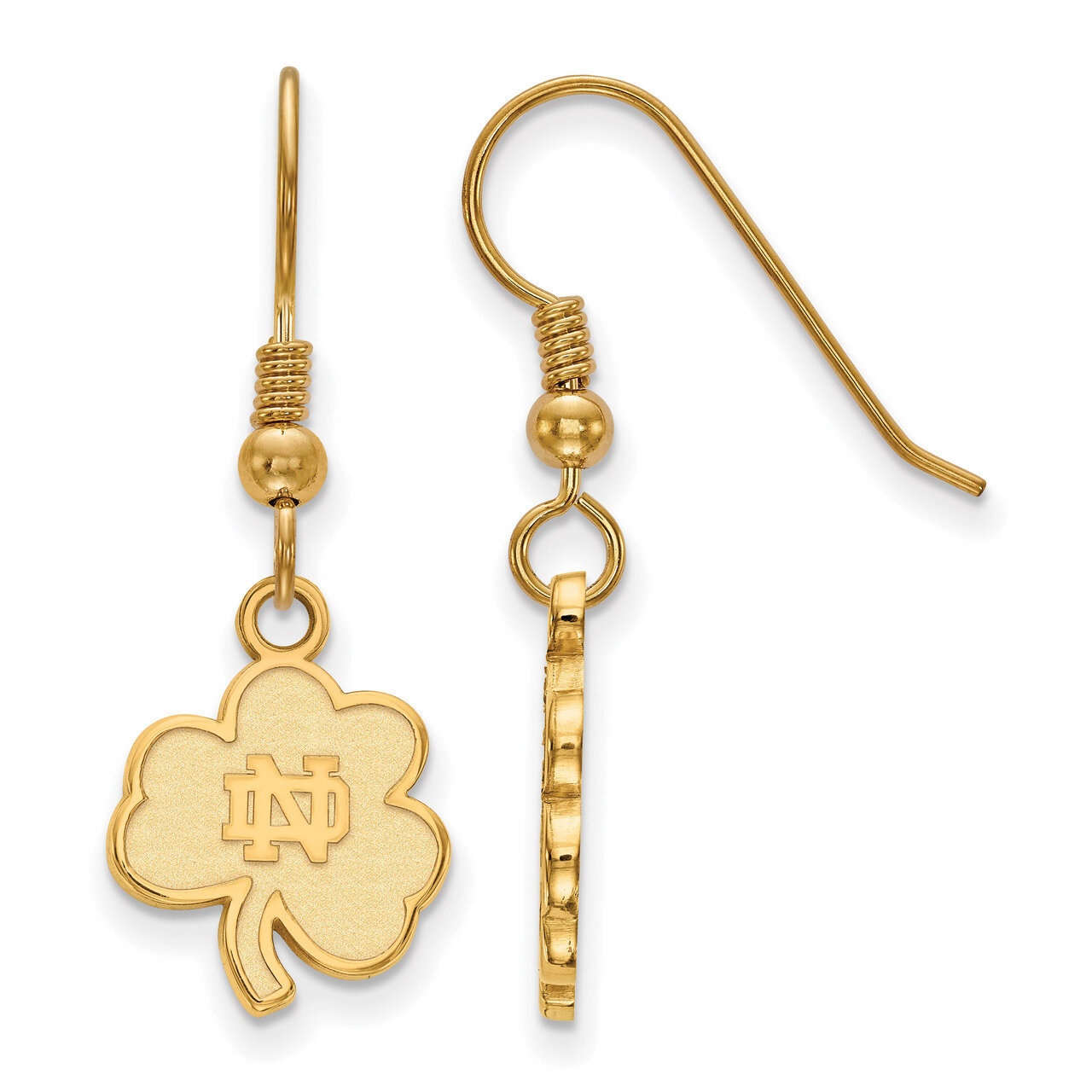 University of Notre Dame Small Dangle Earring Wire Gold-plated Sterling Silver GP064UND