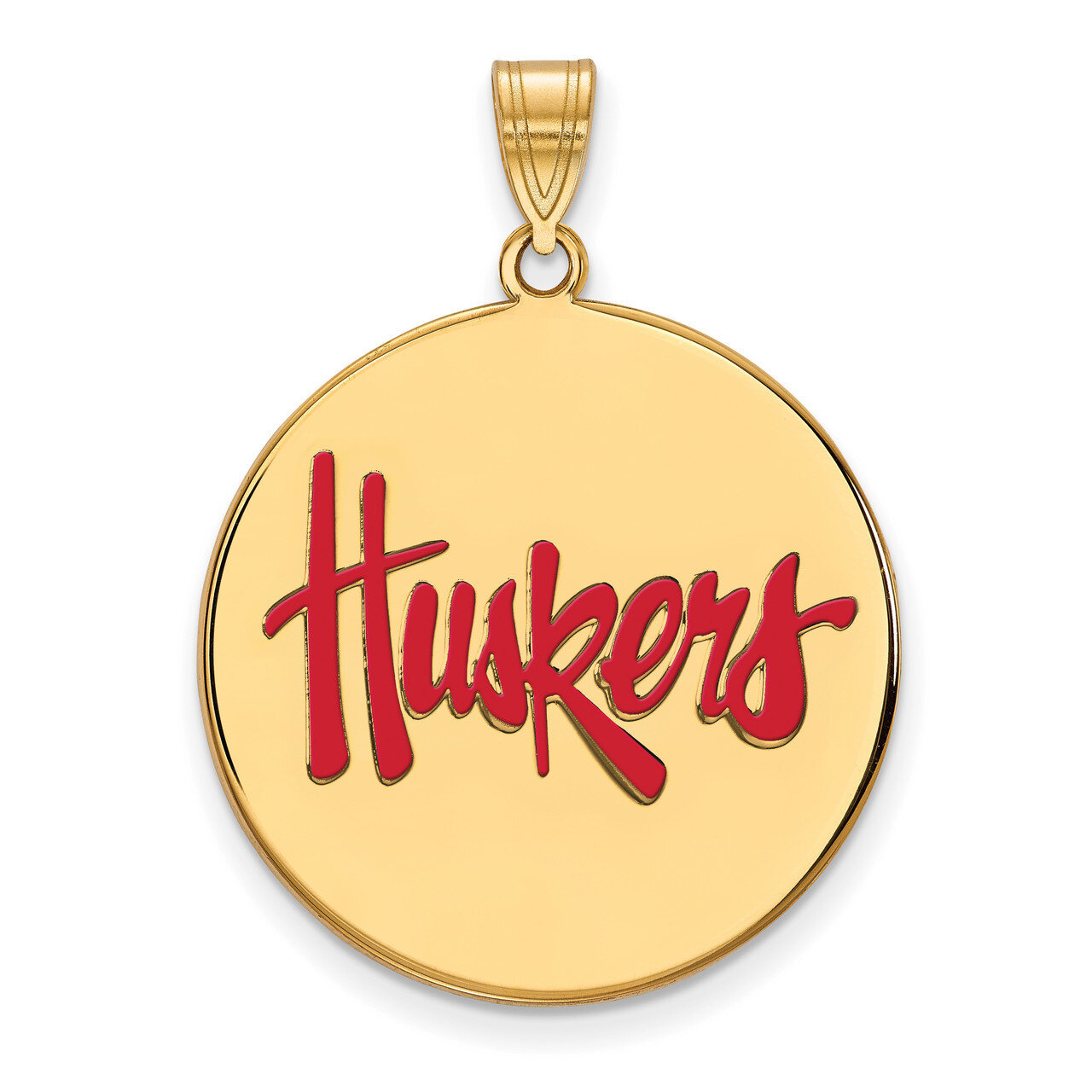 University of Nebraska x-Large Enamel Disc Pendant Gold-plated Sterling Silver GP095UNE, MPN: GP095…