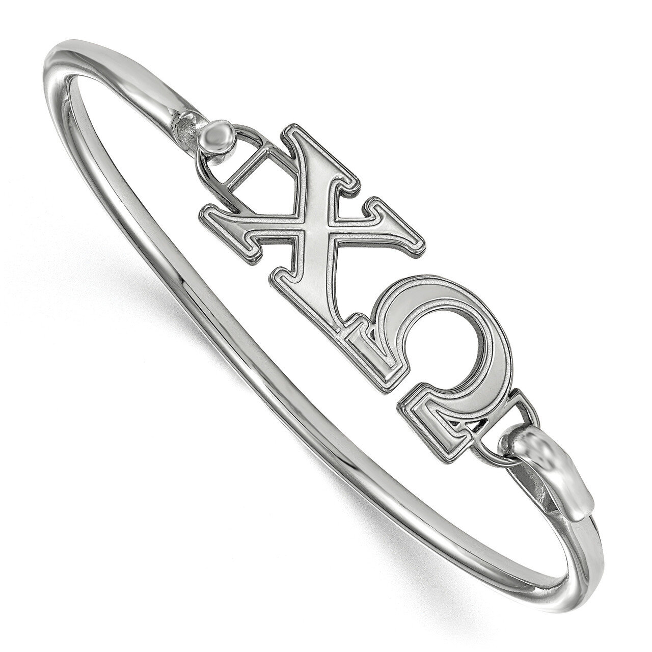 Chi Omega Small Hook and Clasp Bangle Sterling Silver SS009CHO-6, MPN: SS009CHO-6, 191101100390