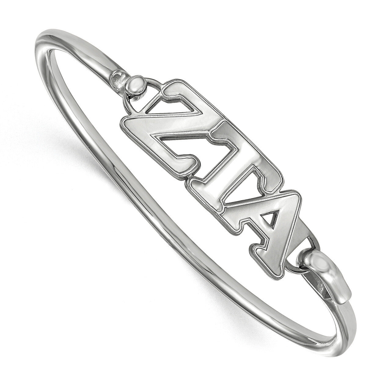 Zeta Tau Alpha Small Hook and Clasp Bangle Sterling Silver SS009ZTA-6, MPN: SS009ZTA-6, 191101103681
