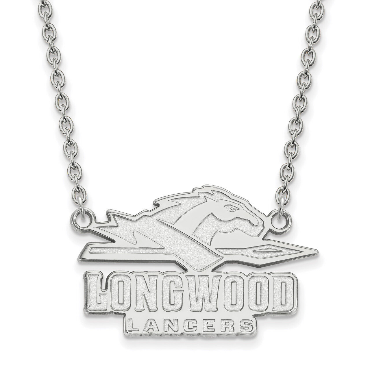 Longwood University Large Enamel Pendant with Necklace Sterling Silver SS010LOC-18