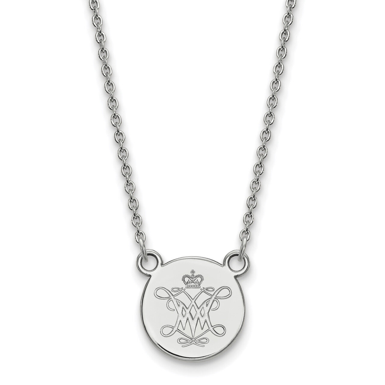 William And Mary Small Disc Pendant Necklace Sterling Silver SS012WMA-18, MPN: SS012WMA-18, 8867746…