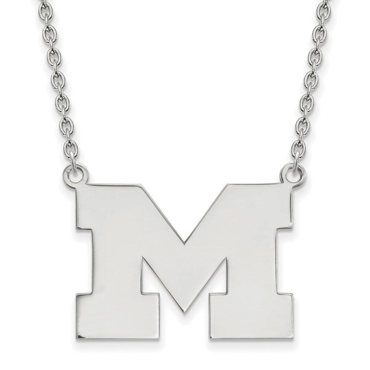 Michigan University of Large Pendant with Necklace Sterling Silver SS016UM-18, MPN: SS016UM-18, 886…