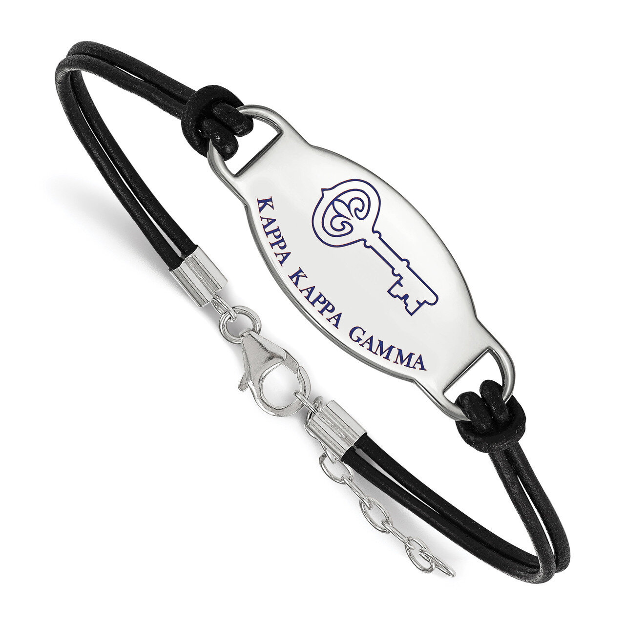 Kappa Kappa Gamma Enameled Blk Leather Bracelet Sterling Silver SS018KKG-BK-7, MPN: SS018KKG-BK-7, …