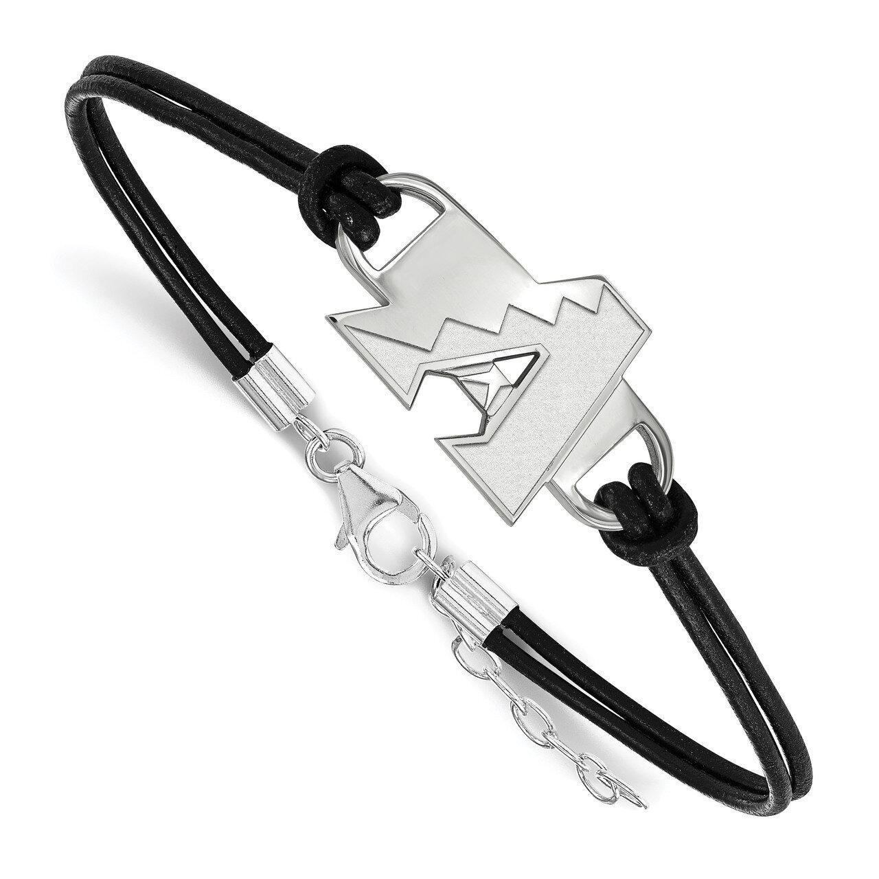 Arizona Diamondbacks Leather Bracelet Small Center Sterling Silver SS019DIA-7, MPN: SS019DIA-7, 191…