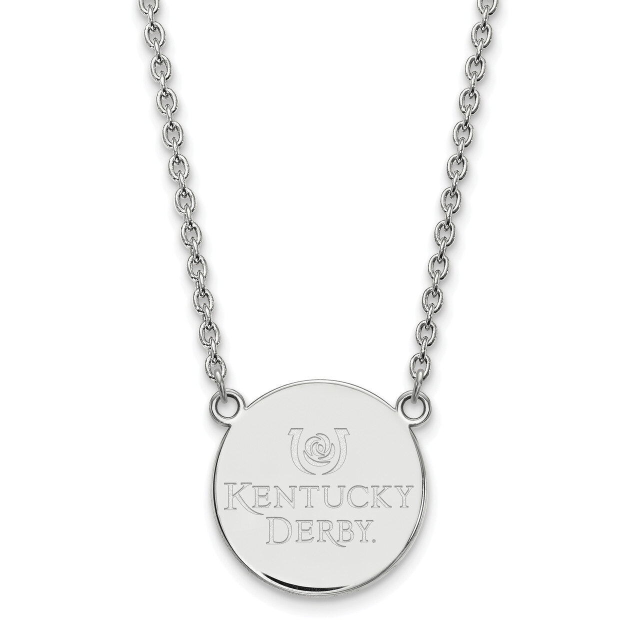 Kentucky Derby Large Disc Pendant Necklace Sterling Silver SS022KYD-18