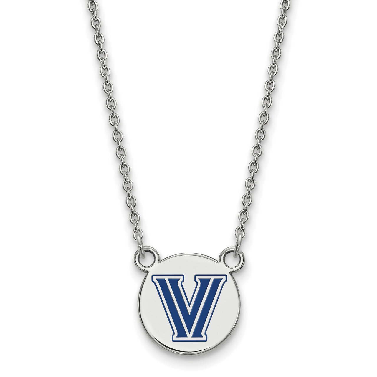 Villanova U Small Enamel Disc Pendant with Necklace Sterling Silver SS028VIL-18, MPN: SS028VIL-18, …