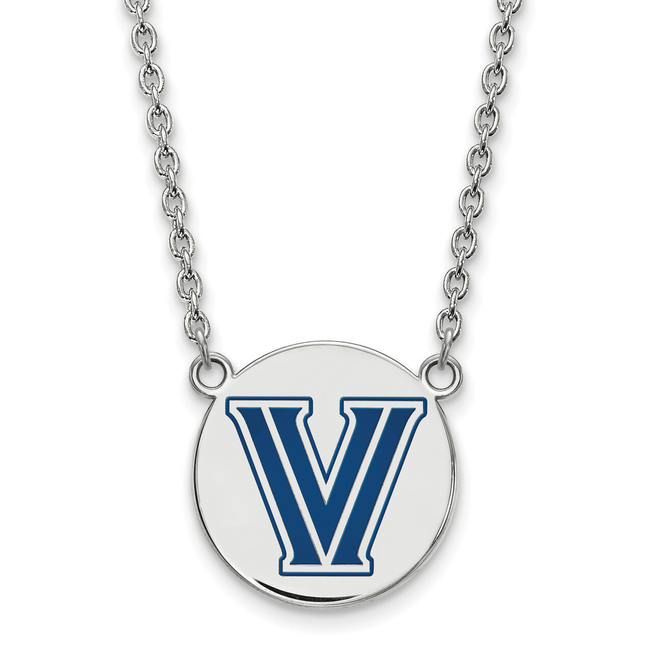 Villanova U Large Enamel Disc Pendant with Necklace Sterling Silver SS030VIL-18, MPN: SS030VIL-18, …