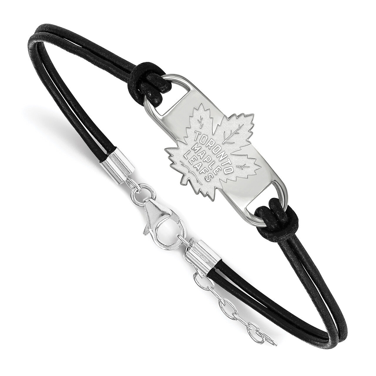 Toronto Maple Leafs Small Center Leather Bracelet Sterling Silver SS037MLE-7