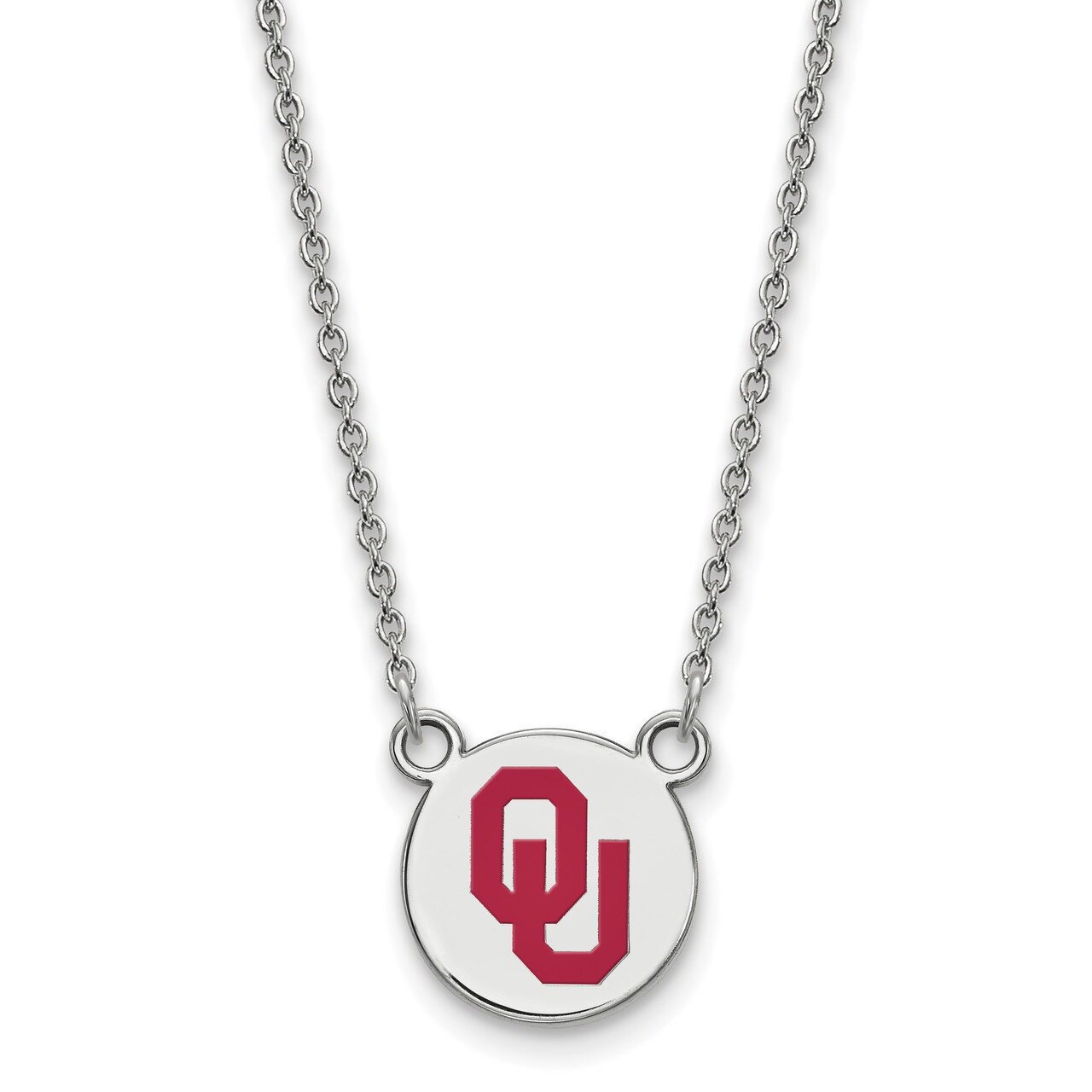 Oklahoma Small Enamel Disc Pendant with Necklace Sterling Silver SS043UOK-18, MPN: SS043UOK-18, 886…