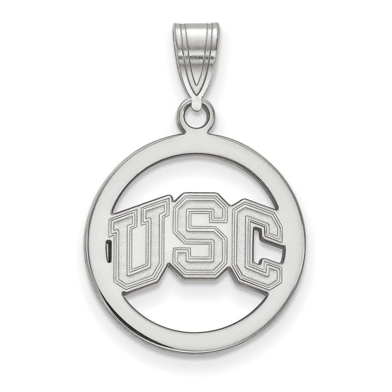University of Southern California Medium Pendant in Circle Sterling Silver SS044USC