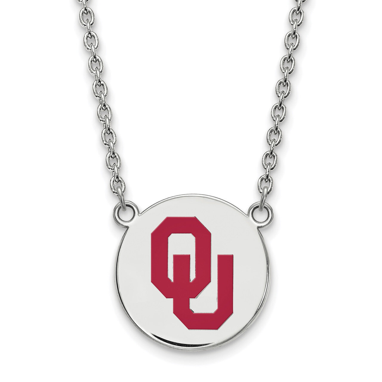 Oklahoma Large Enamel Disc Pendant with Necklace Sterling Silver SS045UOK-18, MPN: SS045UOK-18, 886…