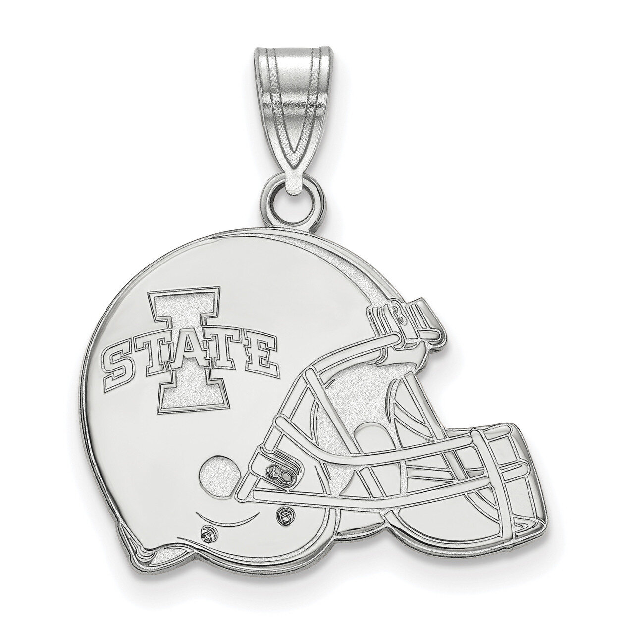 Iowa State University Football Helmet Pendant Sterling Silver SS046IAS