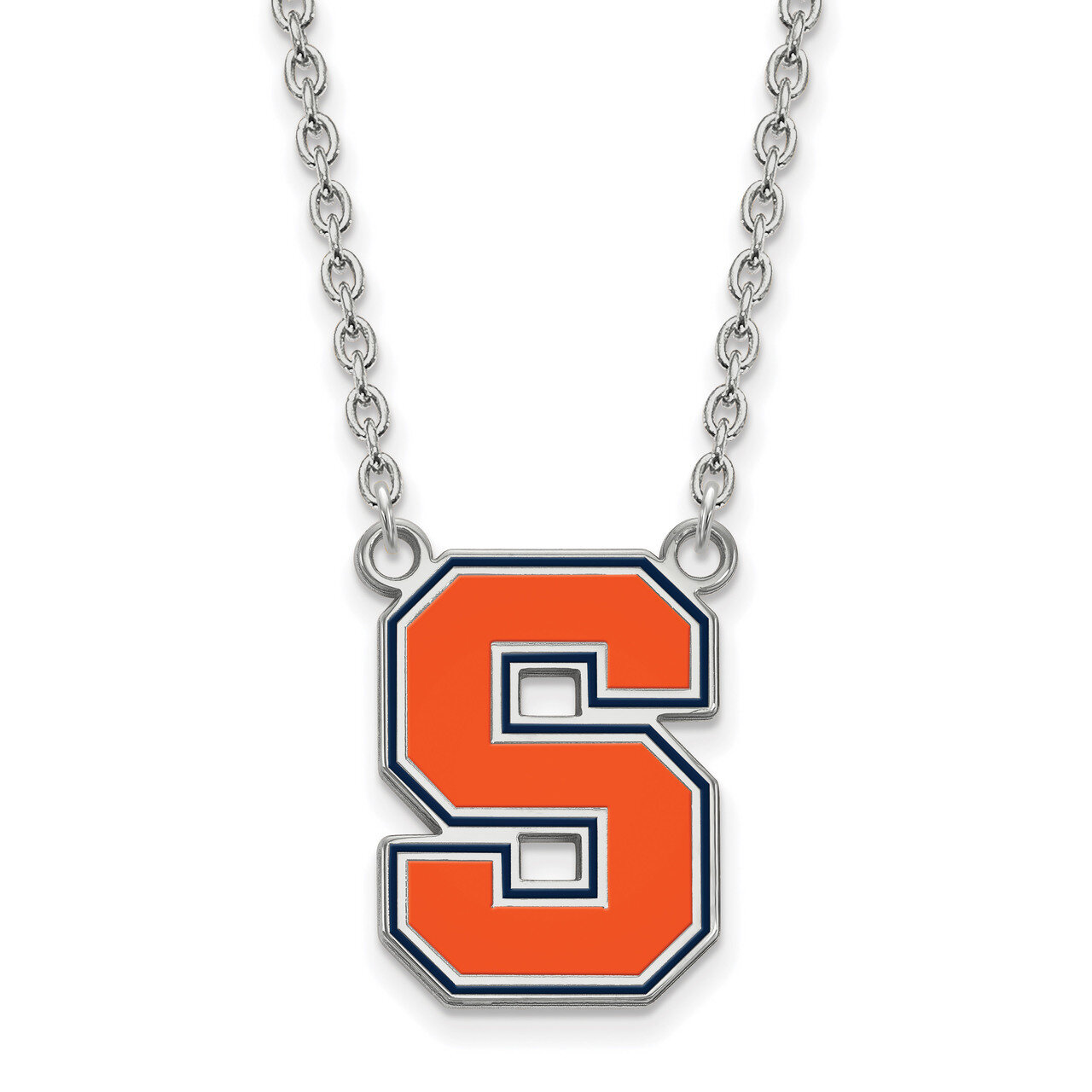 Syracuse University Large Enamel Pendant with Necklace Sterling Silver SS051SYU-18, MPN: SS051SYU-1…