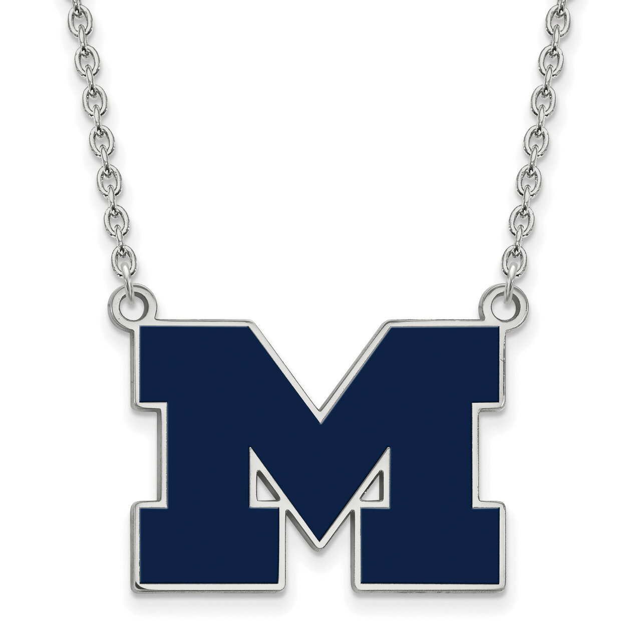 Michigan University of Large Blue Enl Pend with Necklace Sterling Silver SS060UM-18, MPN: SS060UM-1…