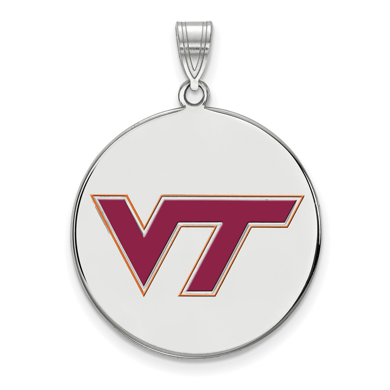 Virginia Tech Large Enamel Disc Pendant Sterling Silver SS074VTE, MPN: SS074VTE, 886774764146